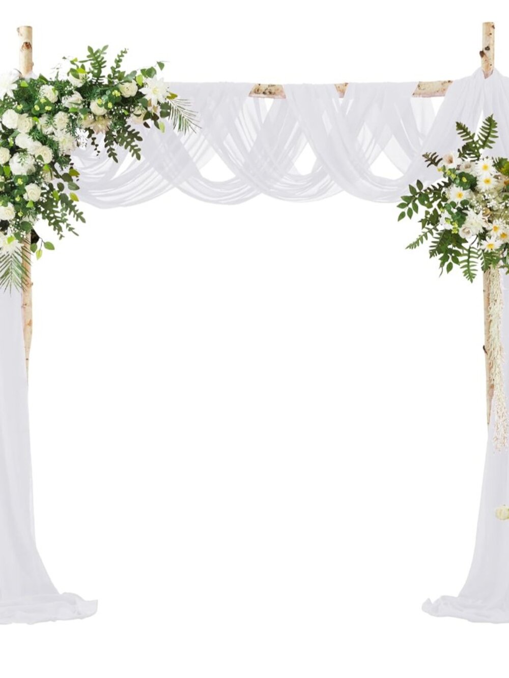White Chiffon Wedding Arch Draping Fabric, 1 Panel 30" x 20ft